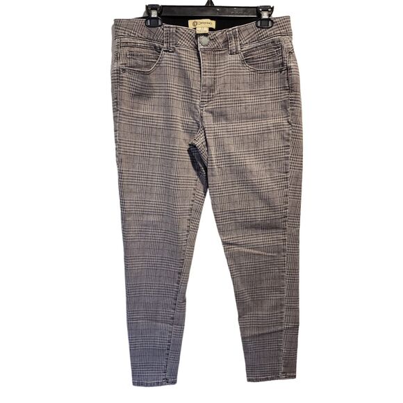 Democracy Ab Technology Women's Size 12 Gray Plaid Skinny Ankle Jeans Stretch - Picture 11 of 11